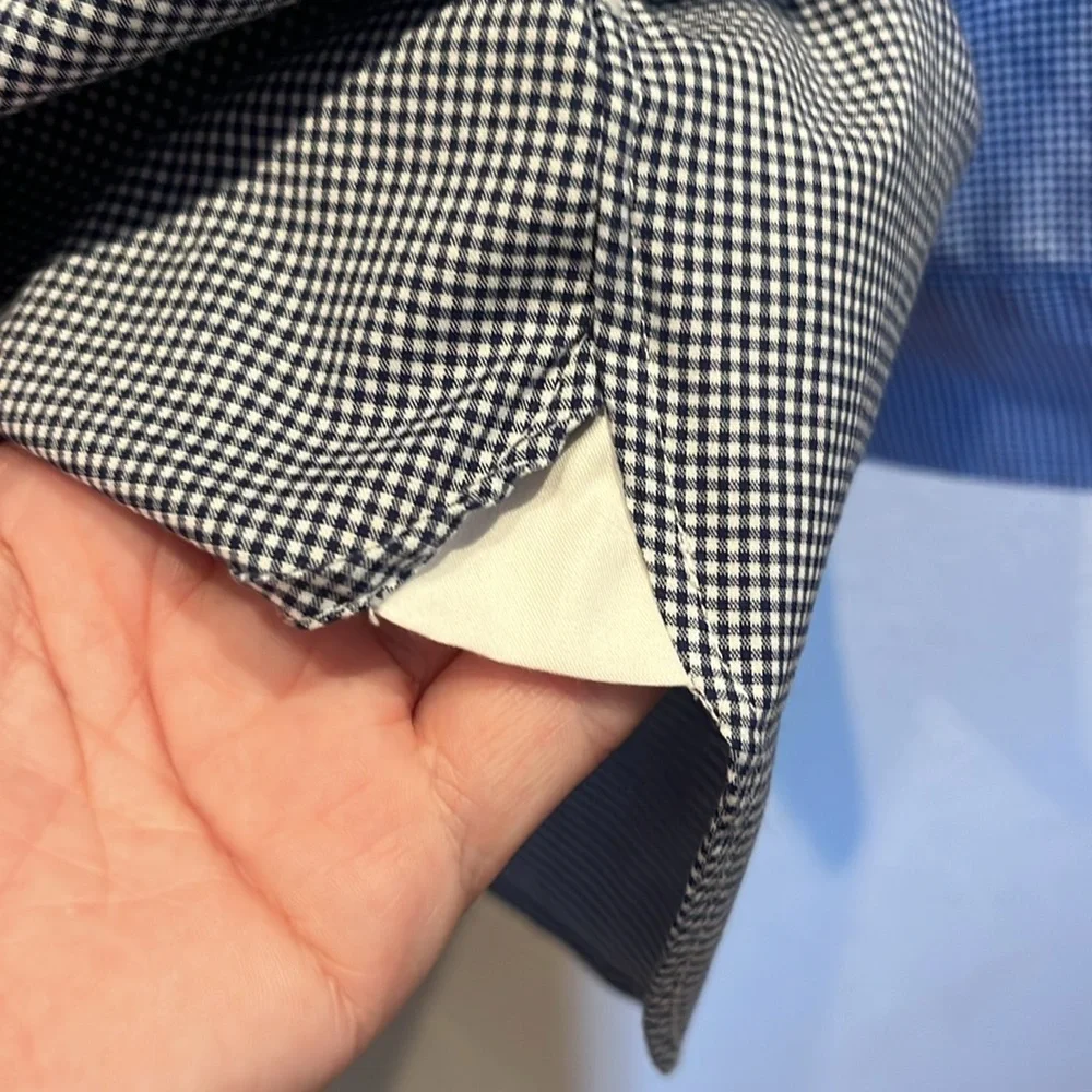 J. Crew Men’s Ludlow Dress Shirt Navy Blue Check Size 16/35 Slim Fit